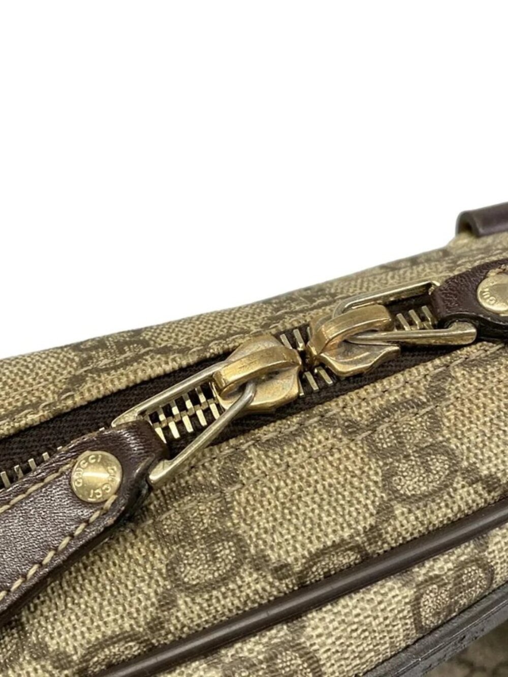 GUCCI GG Plus/GG Supreme 201480 Beige Ebony Dark Brown PVC Leather Business Bag - Picture 12 of 15